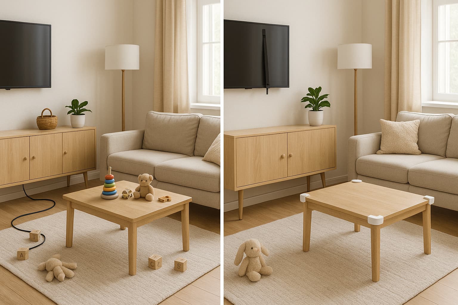 Anchored Furniture and TV Setup in Living Room - Find for Baby