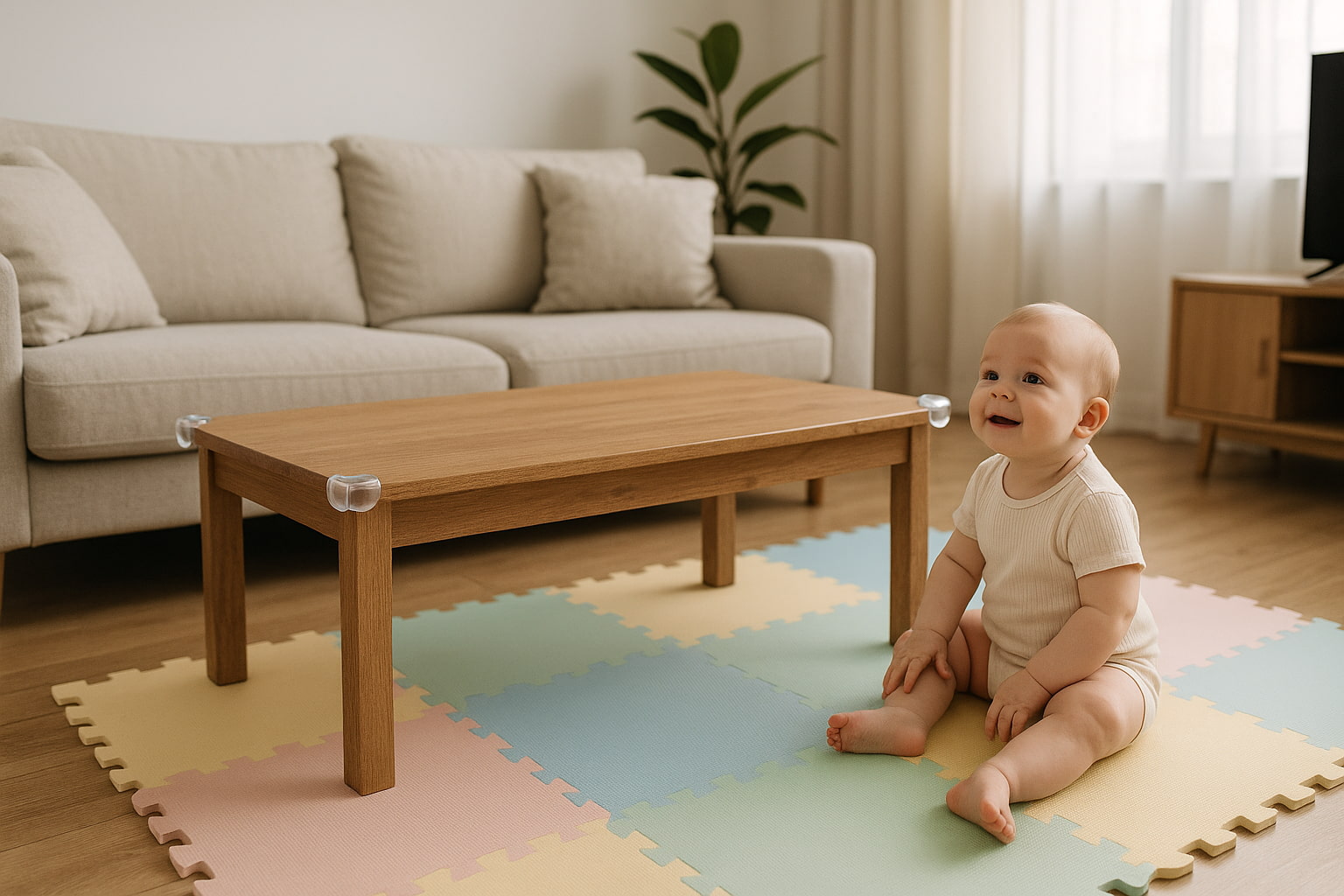 Adhesive Corner Bumpers on a Coffee Table - Find For Baby Adhesive Corner Bumpers on a Coffee Table - Find For Baby