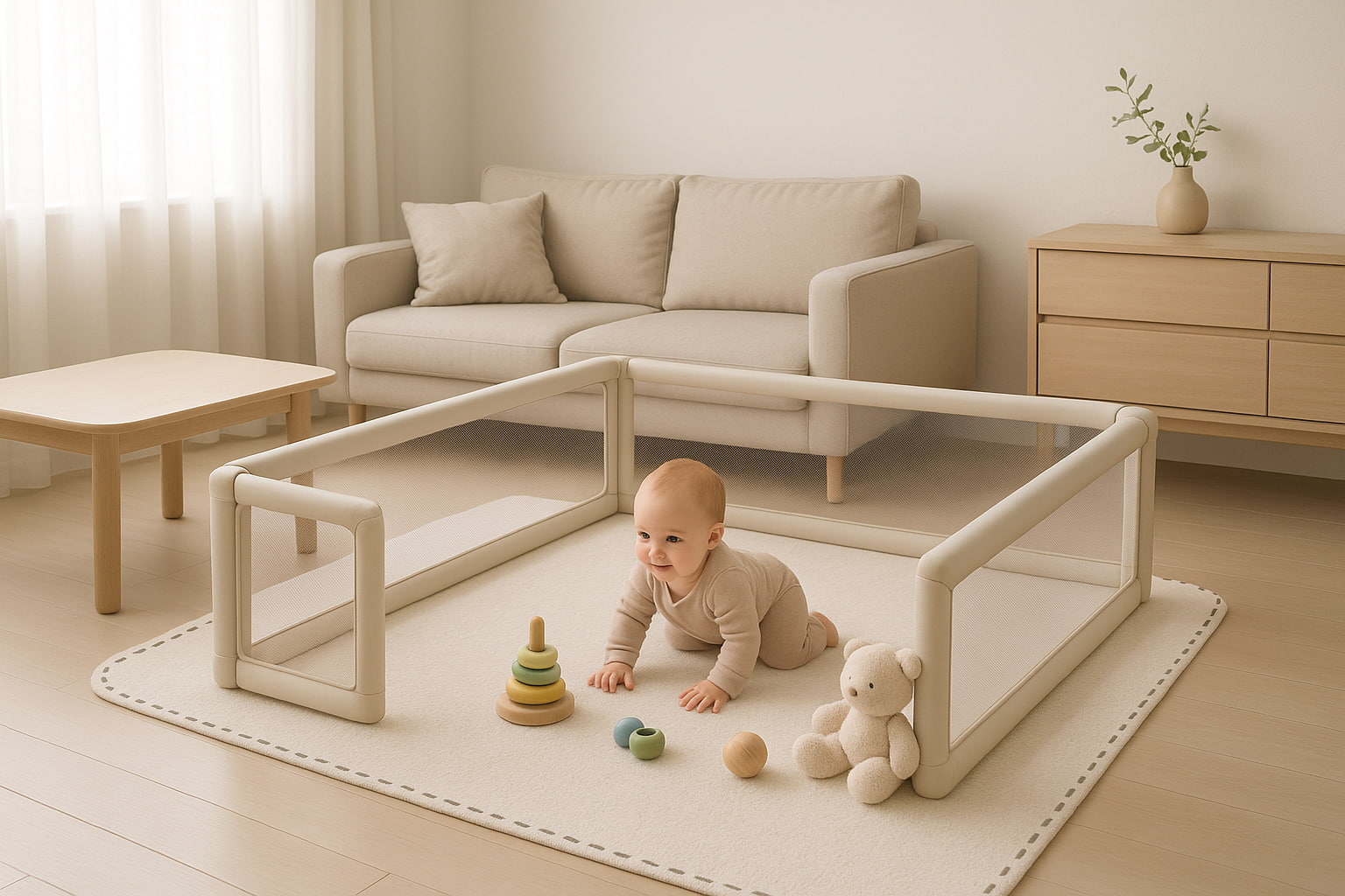 Furniture-proofed baby play zone shown in safety 1st vs dreambaby comparison - Find For Baby Furniture-proofed baby play zone shown in safety 1st vs dreambaby comparison - Find For Baby