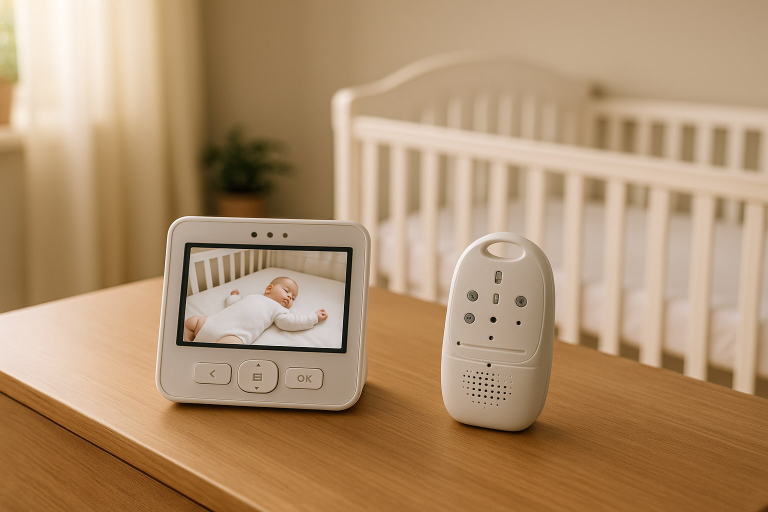 Side-by-side setup showing Wi-Fi vs non-Wi-Fi baby monitors in a cozy nursery - Find For Baby