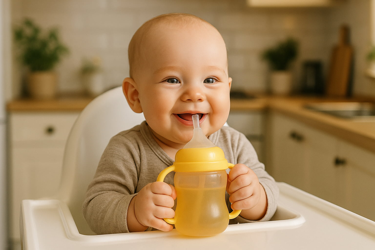 Baby Using an Anti-Choke Sippy Cups at Mealtime - Find For Baby