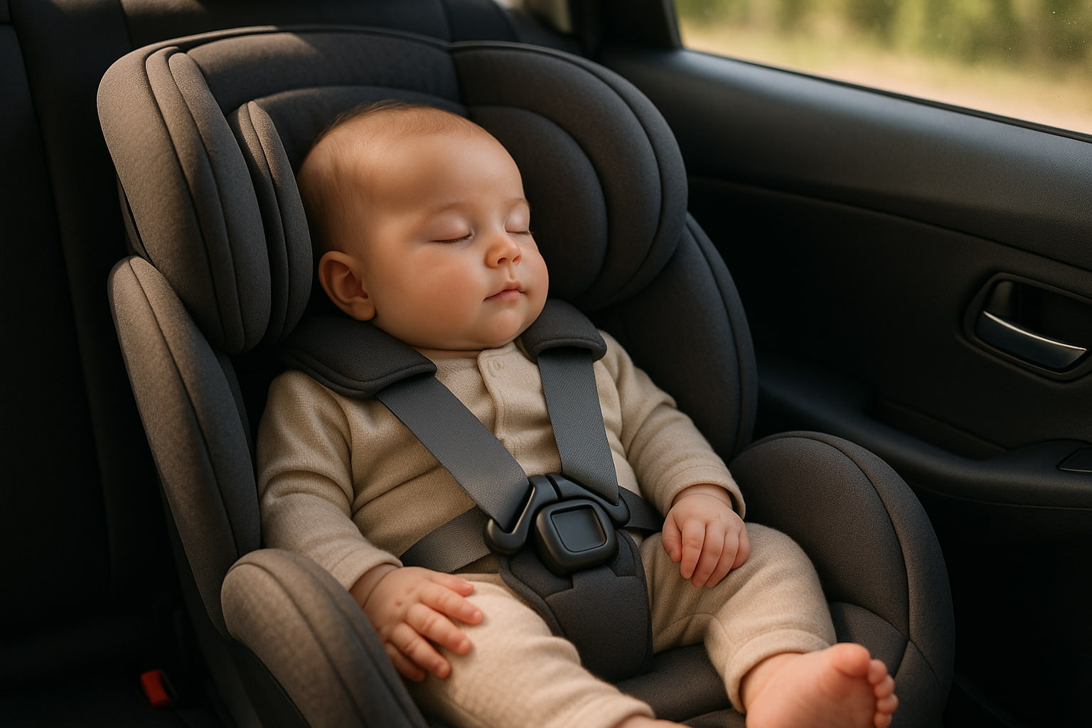 Infant safely secured in a rear-facing car seat - Find For Baby
