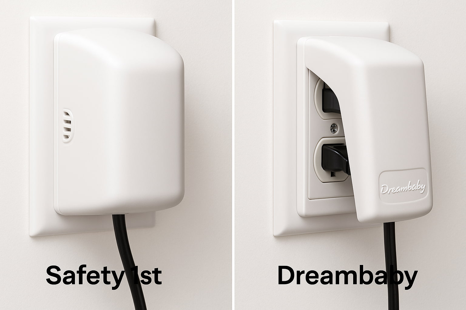 Safety 1st vs Dreambaby Outlet Covers side-by-side view. - Find For Baby
