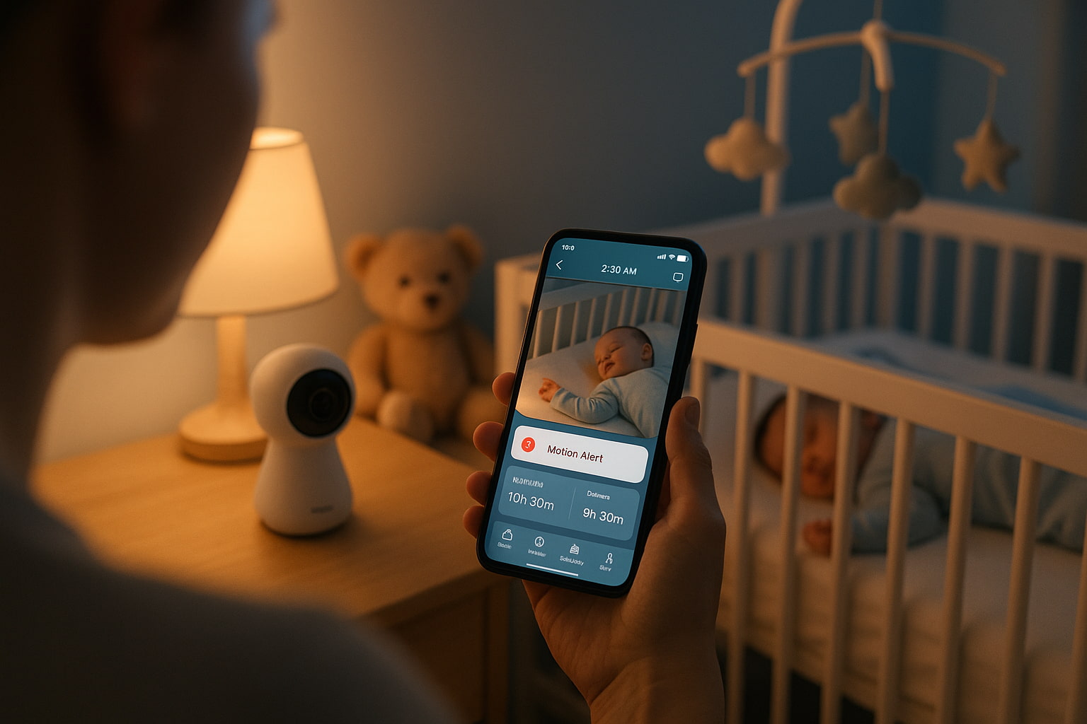 Smart baby monitor setup in nursery showing baby monitor privacy concerns - Find For Baby