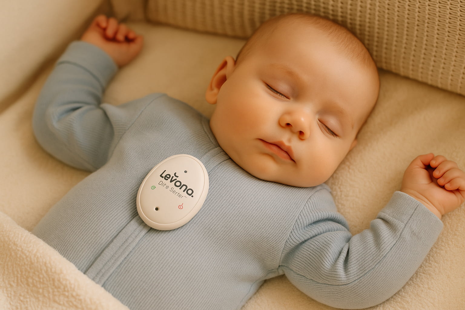 levana oma sense review – clip-on baby monitor in use during nap - Find For Baby