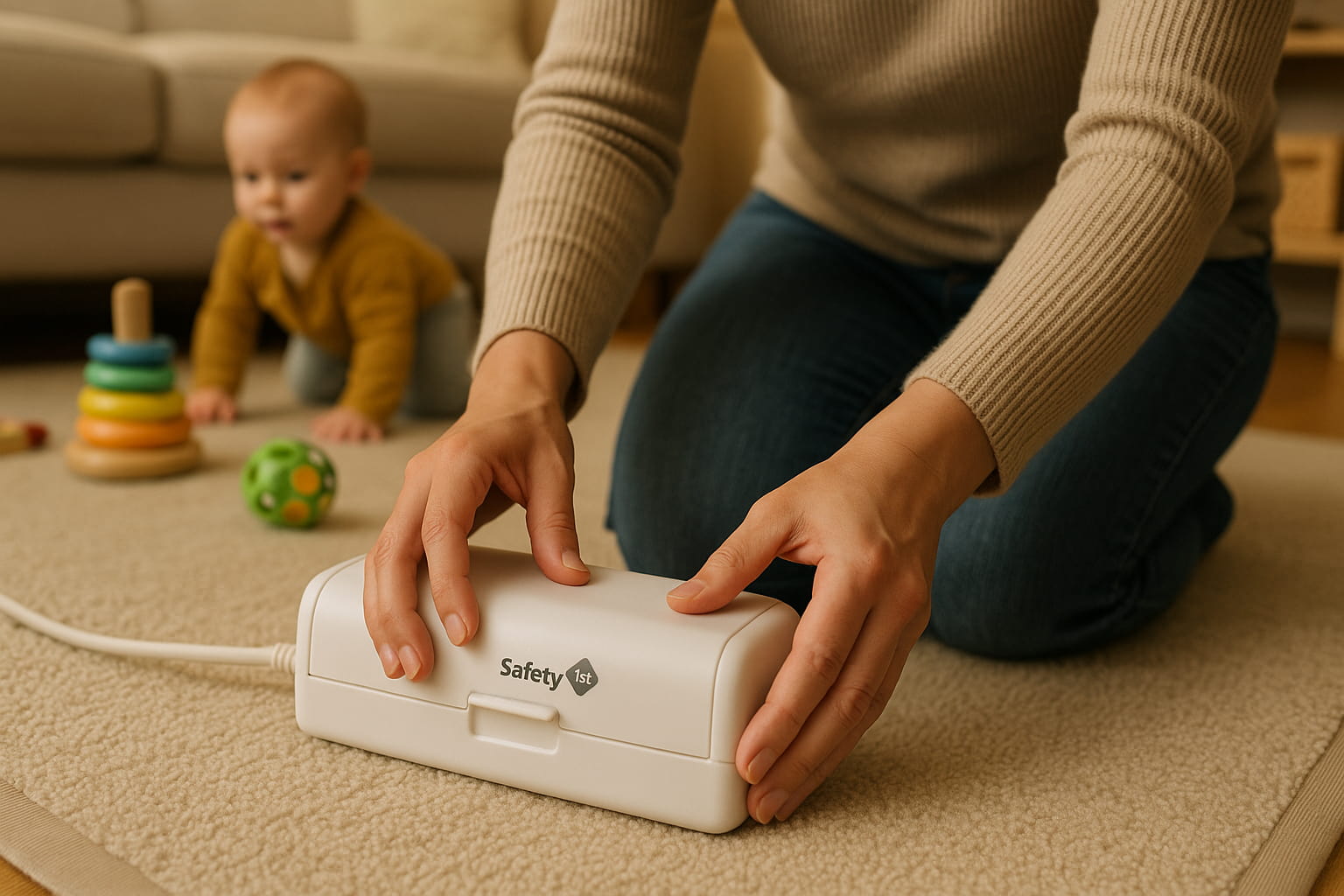 parent securing power strip with safety cover - Find For Baby parent securing power strip with safety cover - Find For Baby