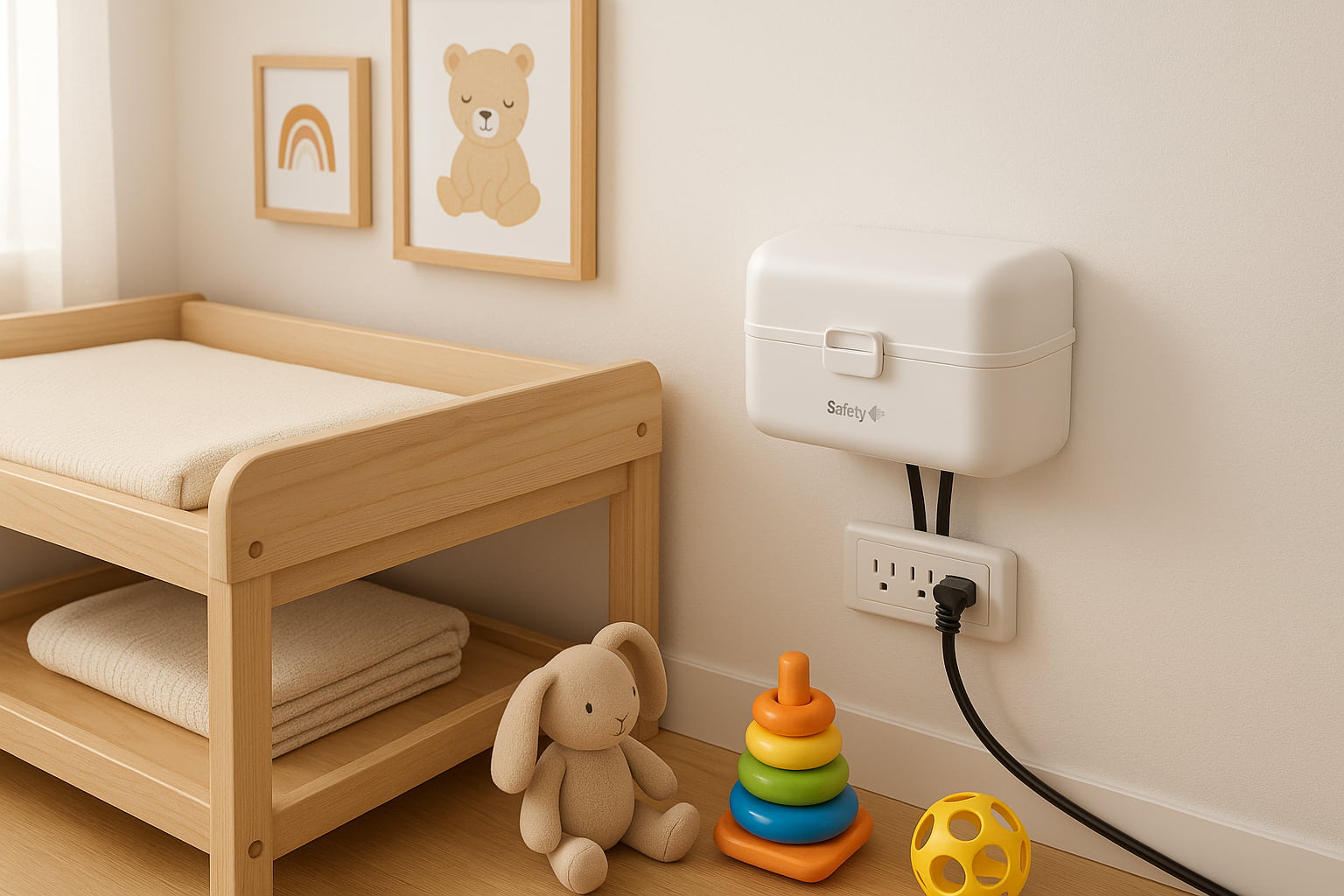 safety 1st power strip cover installed in a nursery - Find For Baby