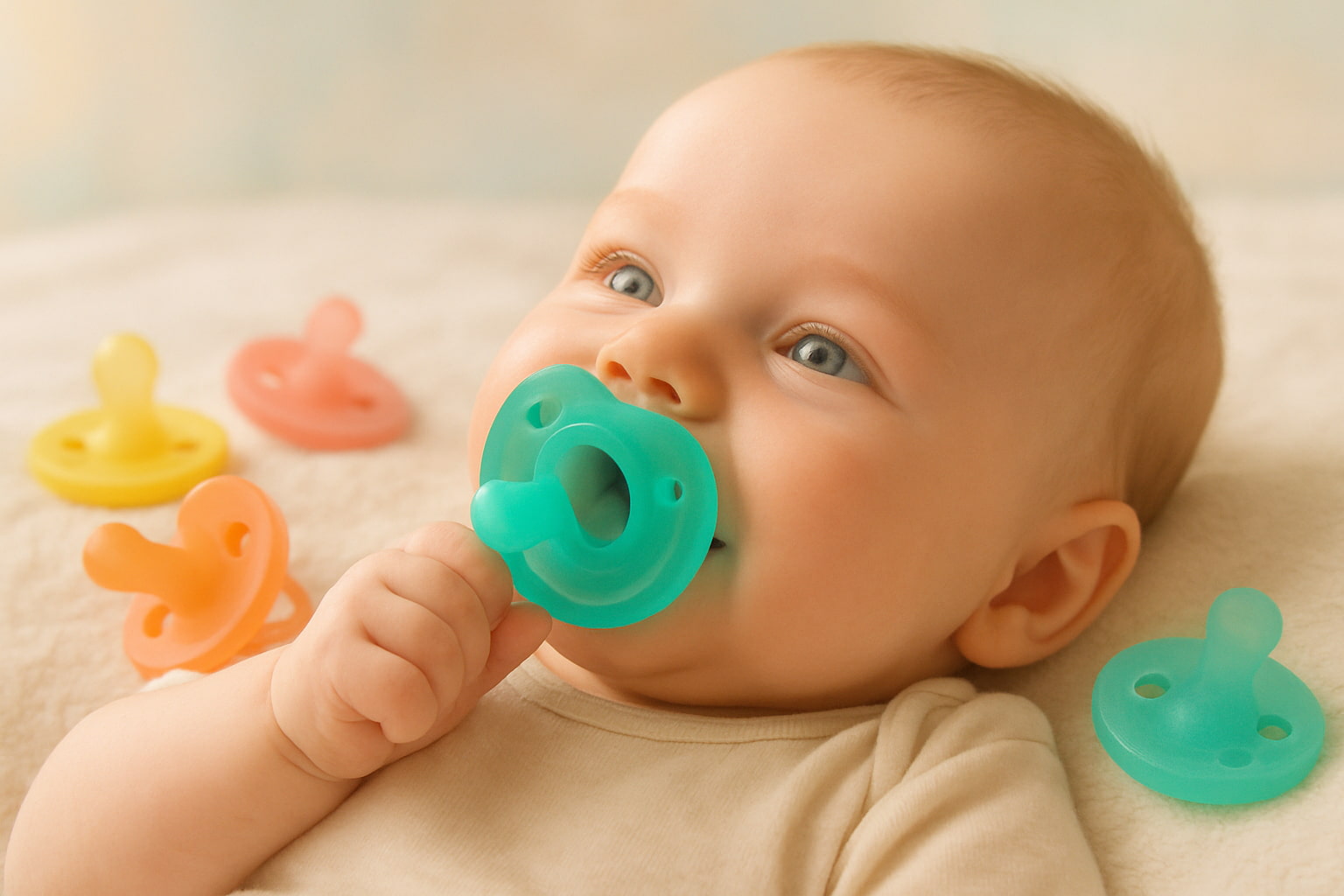 Baby Happily Sucking the Pacifier - Find For Baby