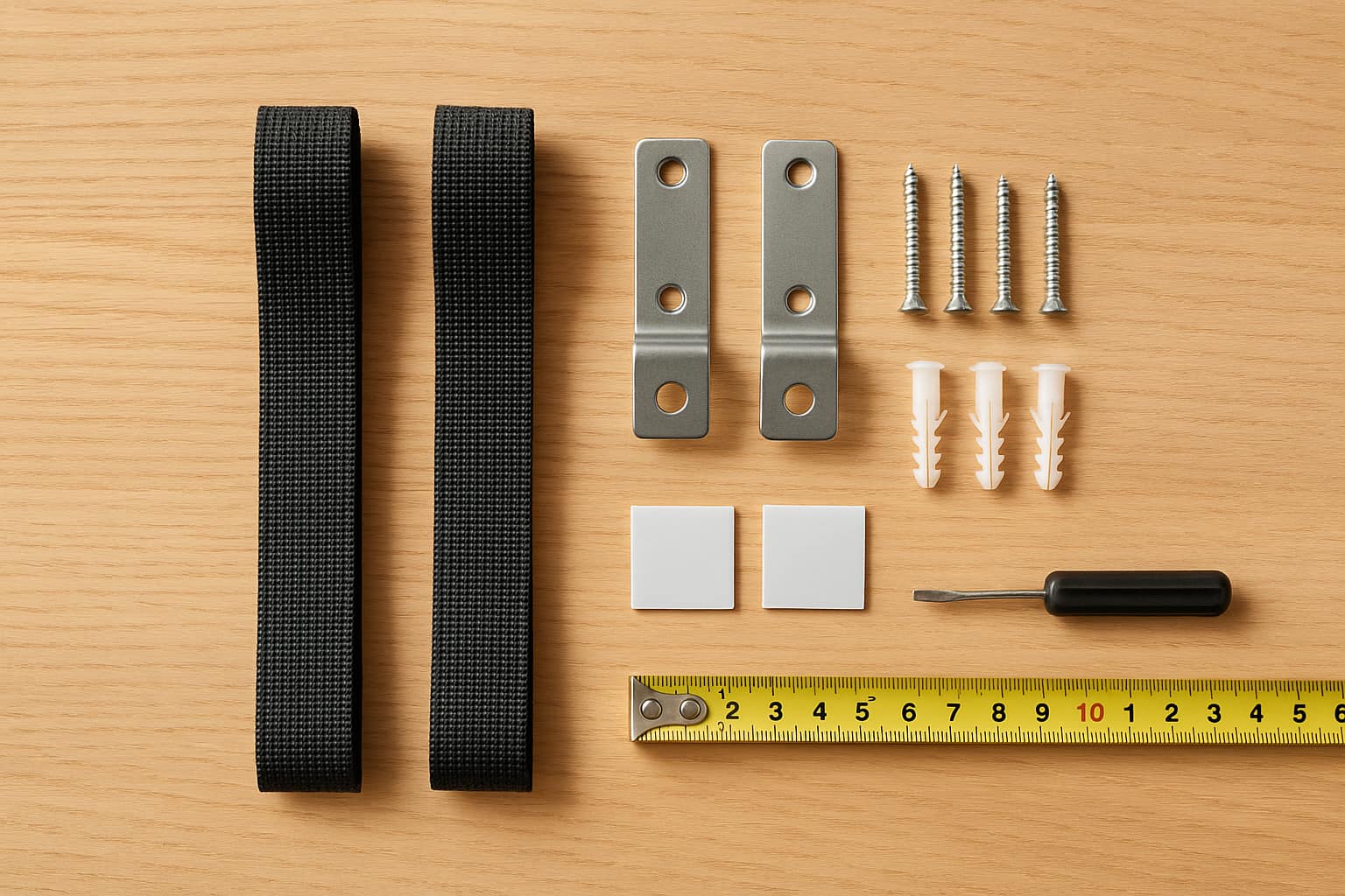 Best anti-tip straps vs wall anchors – flat lay for babyproofing tools - Find For Baby