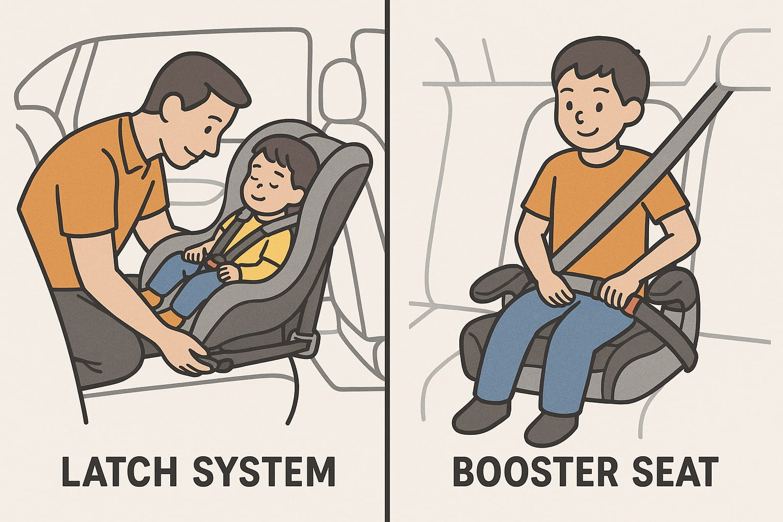 Comparison of convertible car seats vs booster seats LATCH system seatbelt use. - Find For Baby