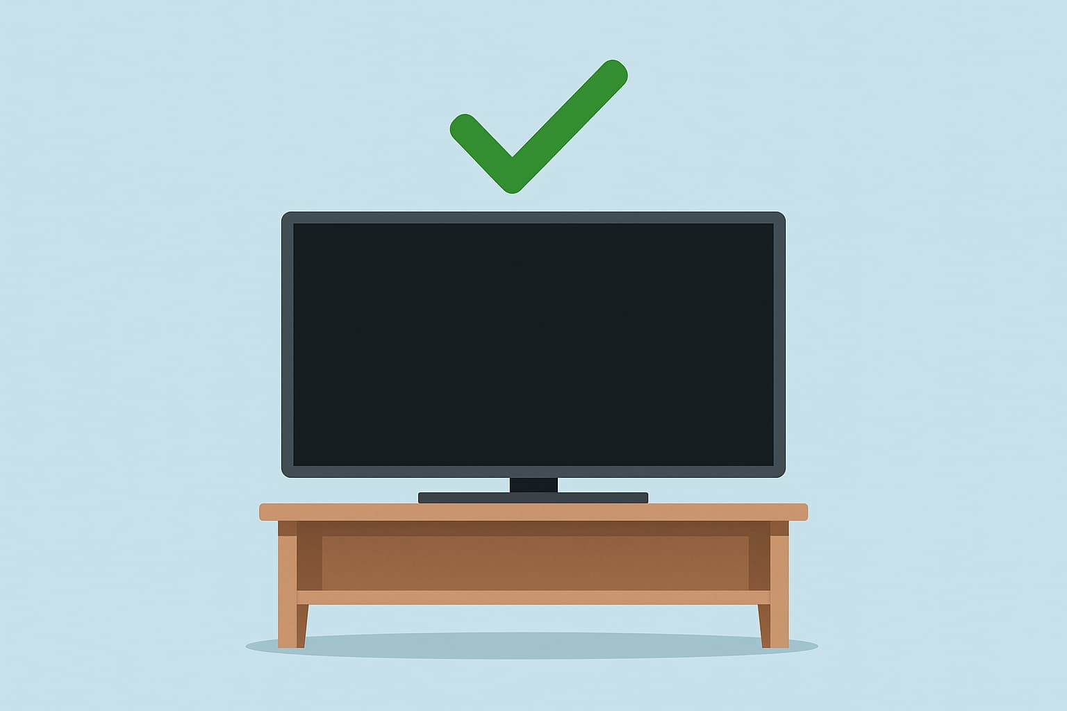 Flat-screen TV icon with safety checkmark - Find For Baby