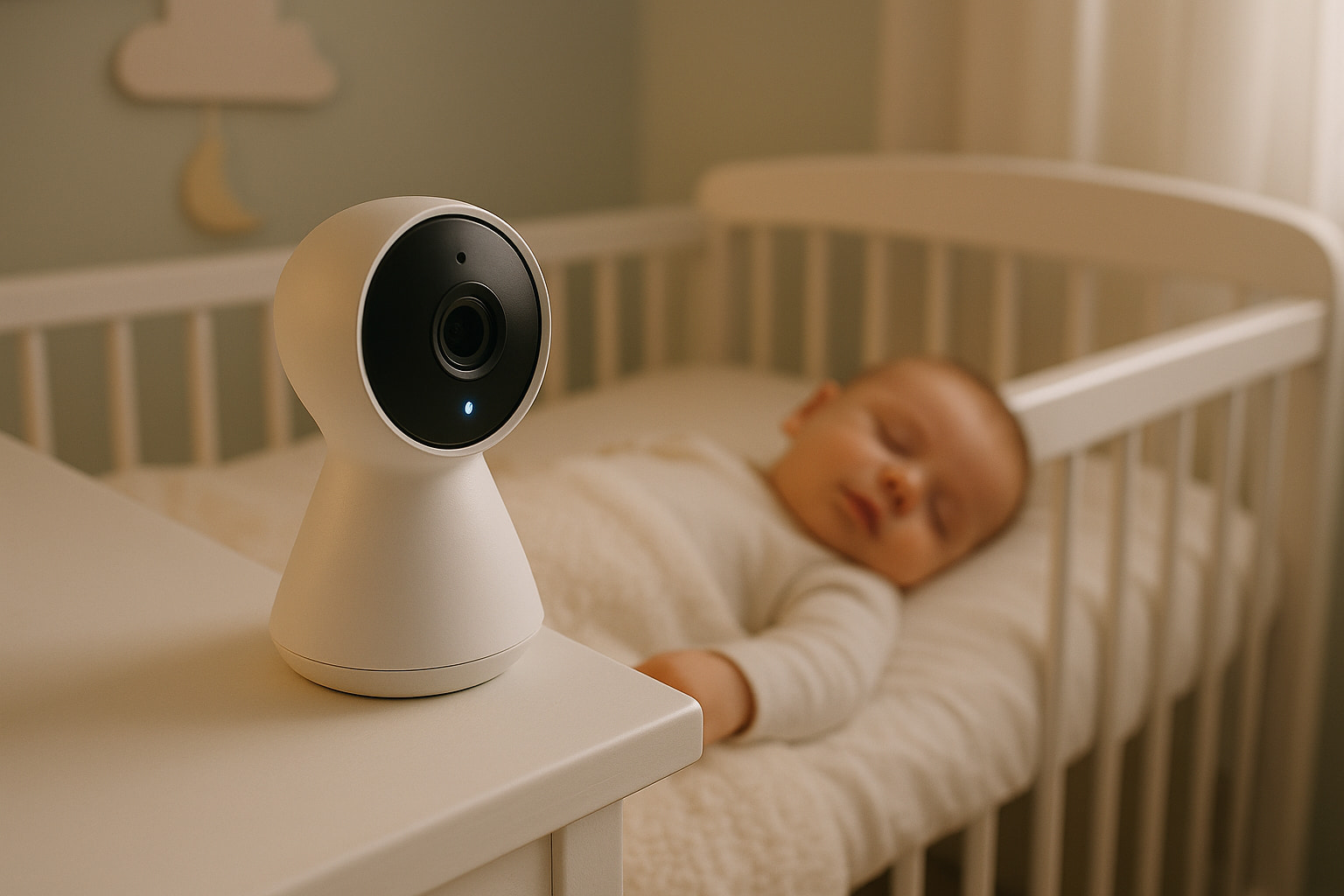 Indoor camera used as baby monitor in modern nursery. - Find For Baby