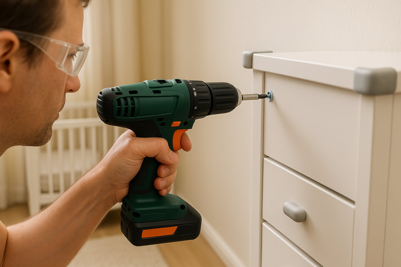 Installing a screw-in wall anchor to babyproof nursery furniture - Find For Baby