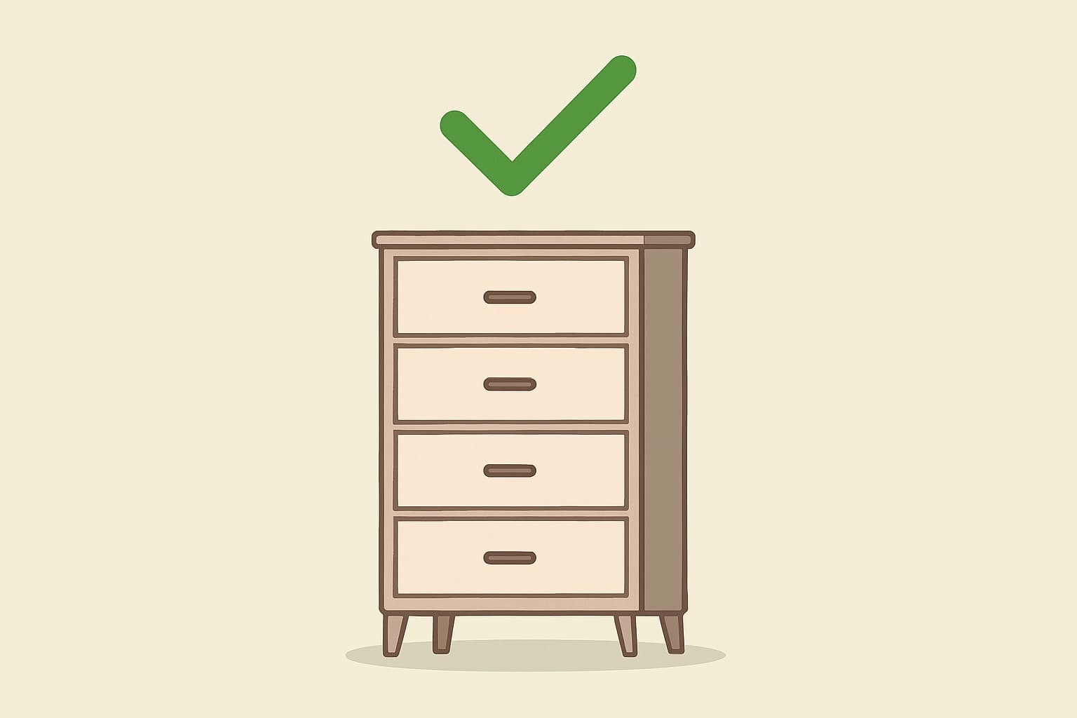 Safe dresser with green check mark - Find For Baby