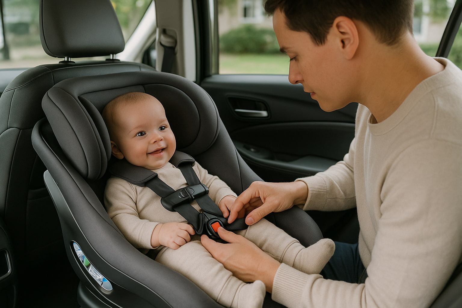 Securing a baby in a rear-facing car seat – part of car safety standards for babies 2025 - Find For Baby