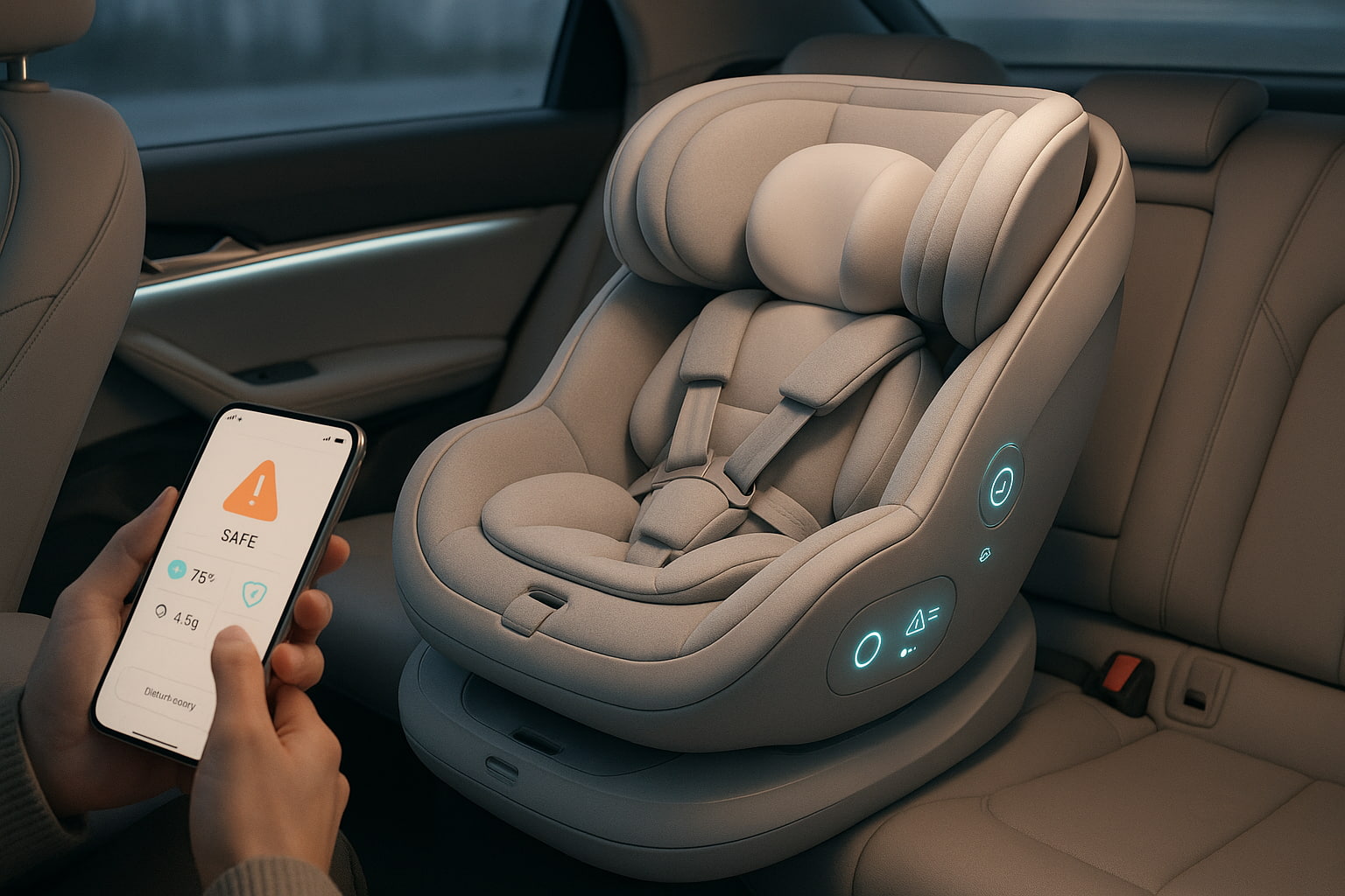 Smart car seat of the future showing upcoming trends in baby car safety standards - Find For Baby Smart car seat of the future showing upcoming trends in baby car safety standards - Find For Baby