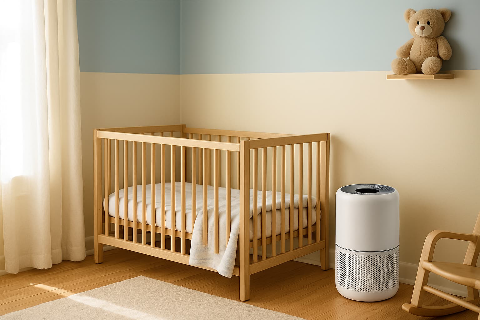Baby nursery with a safe air purifier - Find For Baby